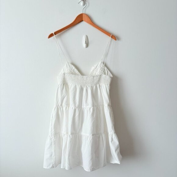 Zara Poplin Strappy Floral Ruffle Mini Dress Blogger Fav White Size XS - Picture 8 of 12